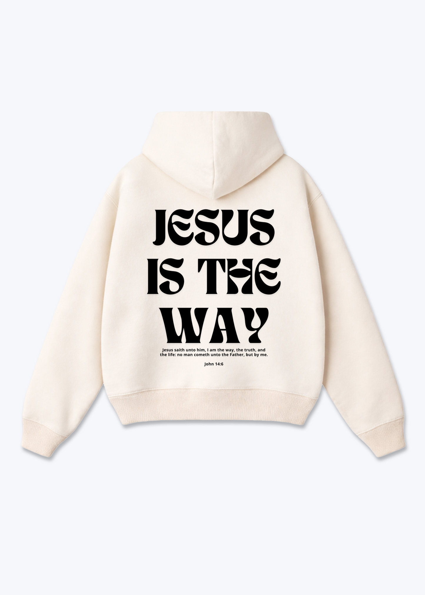 JESUS IS THE WAY HOODIE OVERSIZED - Beige Back (Designed)