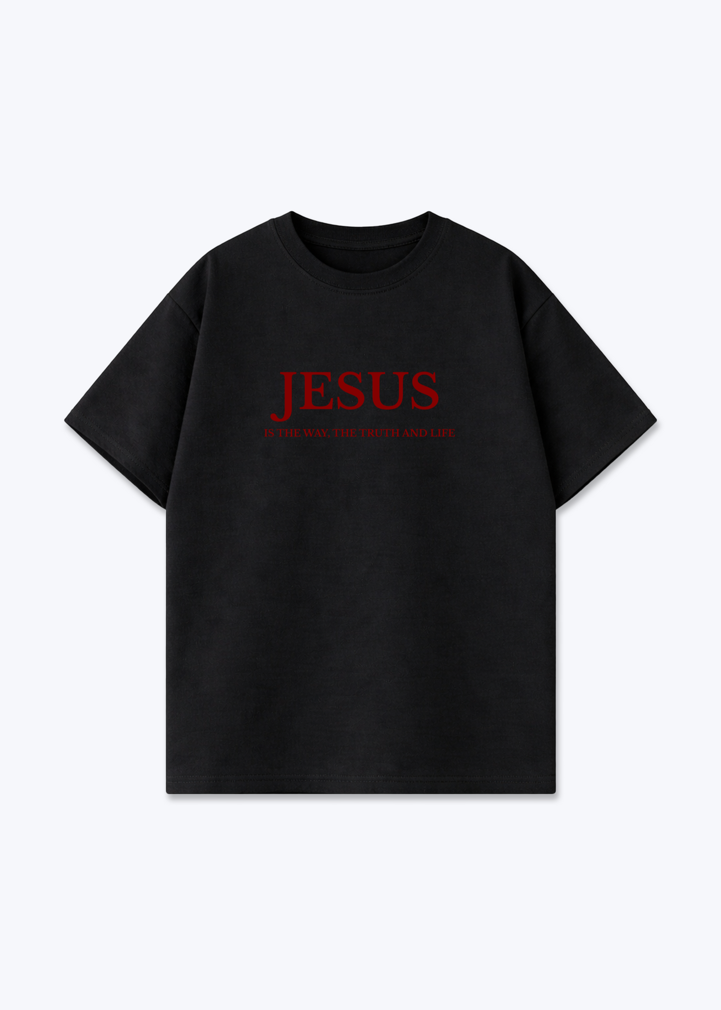 JESUS IS THE WAY FRONTPRINT OVERSIZED SHIRT - Black Front (Designed)