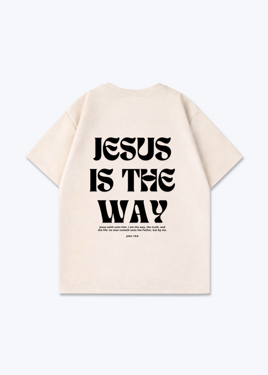 JESUS IS THE WAY OVERSIZED - Beige Back (Designed)